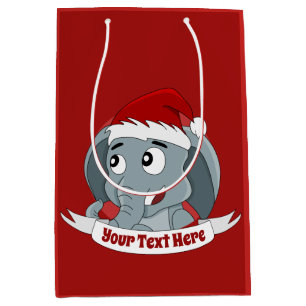 Jul-tecknad med en söt elefantmedelstor gåva