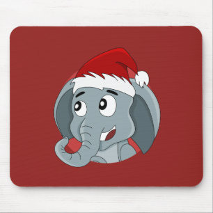 Jul-tecknad med en söt elefantmusmatta musmatta