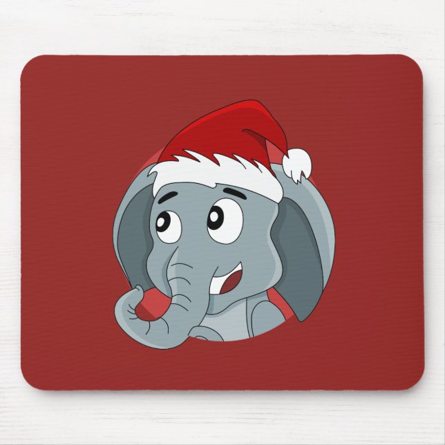 Jul-tecknad med en söt elefantmusmatta musmatta (Framsidan)