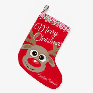 Jul tecknad ren karaktär röd namngiven liten julstrumpa