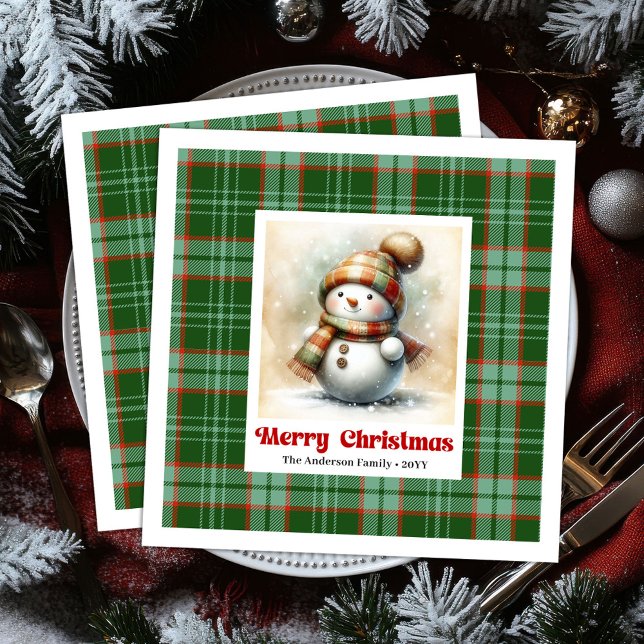 Jul tecknad snömannen servetter Digital för barn (Cartoon Christmas Snowman Napkins Digital for Kids)