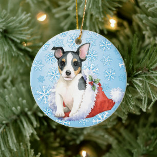 Jul Teddy Roosevelt Terrier Julgransprydnad Keramik