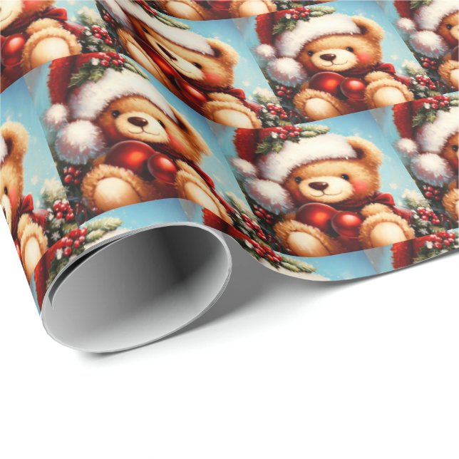 Jul Teddybjörn 4 Presentpapper (Rullad Hörn)