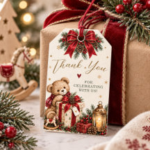 Jul Teddybjörn Baby Shower Favor Tag