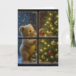 Jul-Teddybjörn dekorerar ett träd Kort