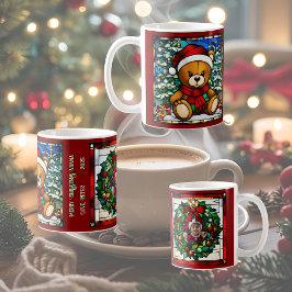 Jul-Teddybjörn Falskt Glasmosaik Kaffemugg