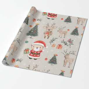 Jul-Teddybjörn-Santa-mönster (1) Presentpapper