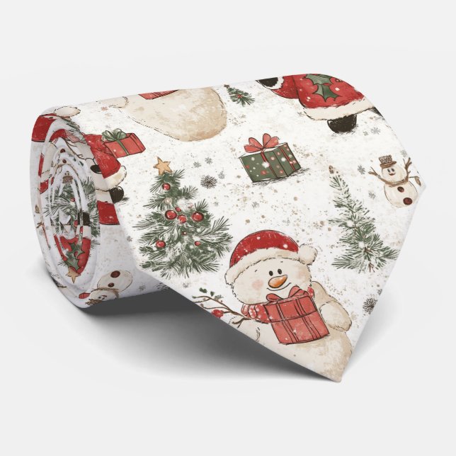 Jul-Teddybjörn-Santa-mönster (2) Slips (Rullad)