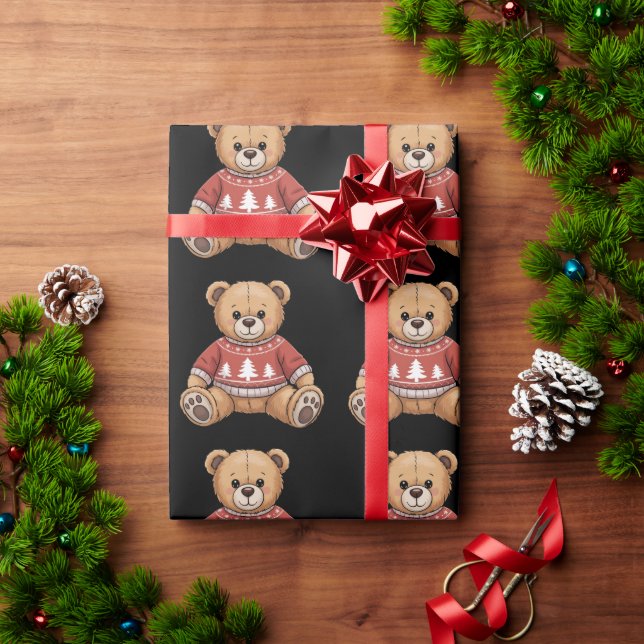 Jul Teddybjörn Söt Julpresent Presentpapper (Julgåva)
