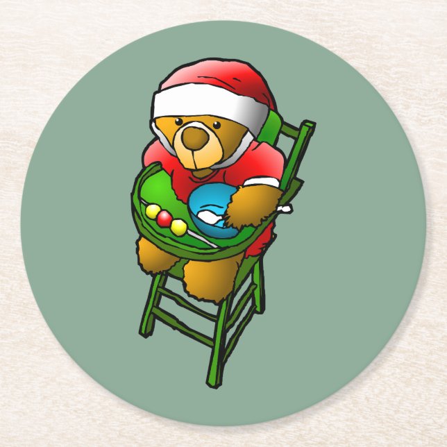 Jul-Teddybjörn Underlägg Papper Rund (Framsidan)