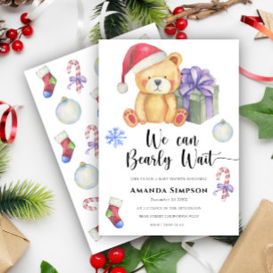 Jul Teddybjörn Vinter Bebisshower Inbjudan