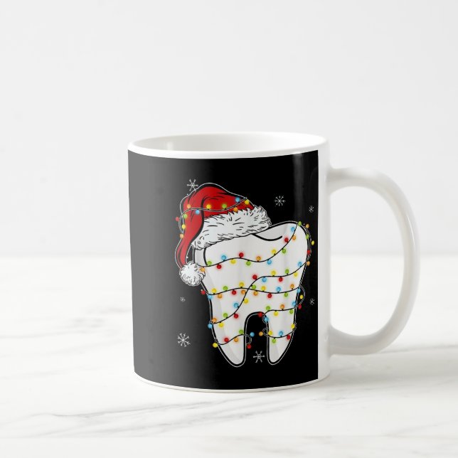 Jul Teeth Dentist Julafton Ljus Santa Hat Paja Kaffemugg (Höger)