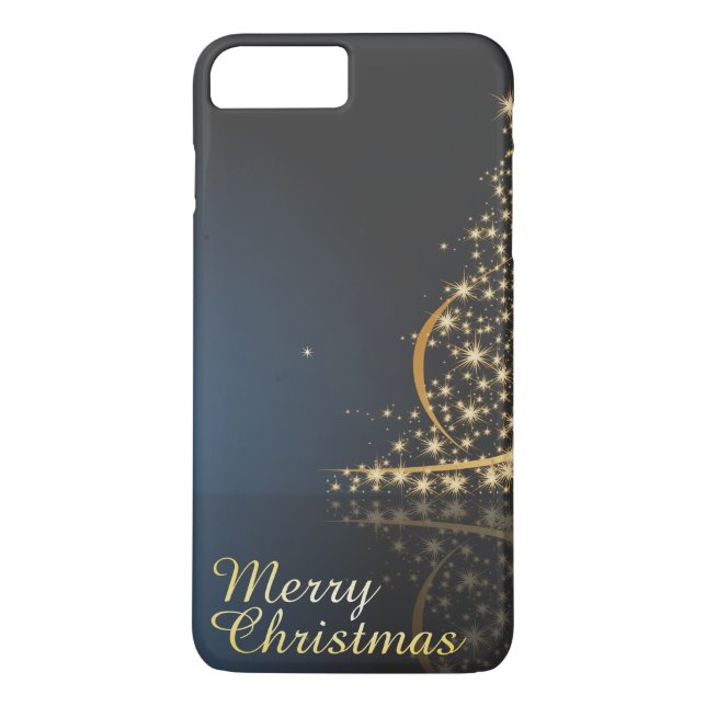 Jul tema blå med gyllene julgran Case-Mate iPhone skal (Baksida)