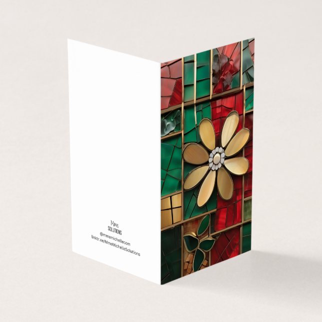 Jul tema blomma glasmålning mosaik trasigt glas kort (Utsida)
