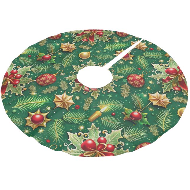 Jul Tema Festiv Färgrik Mönster Julgransmatta Borstad Polyester (Vinklad)