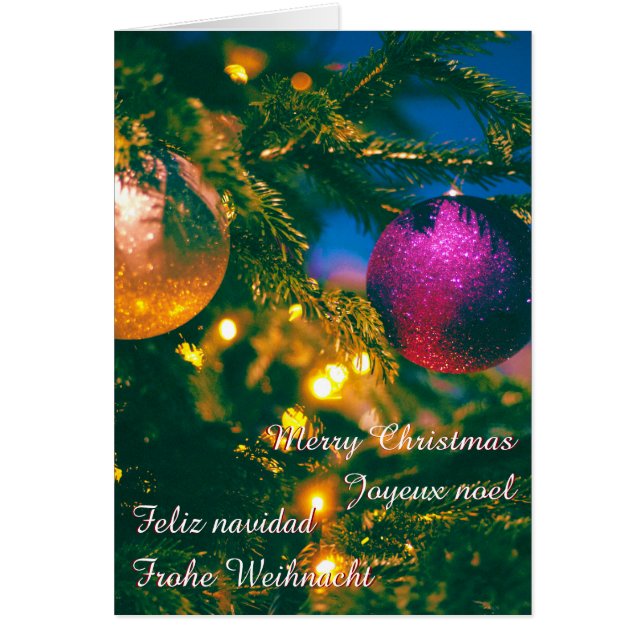 Jul tema med 2 julkulor... hälsningskort (Framsidan)