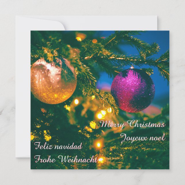 Jul tema med 2 julkulor... inbjudningar (Framsida)