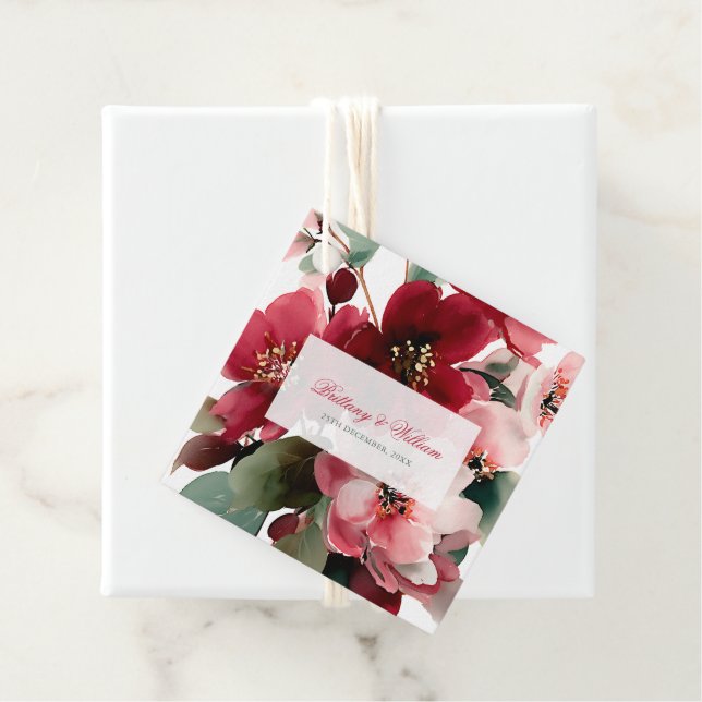 Jul tema röda blommande bröllop gåvor etiketter (På plats)