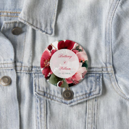 Jul tema röda blomsterbröllop knapp