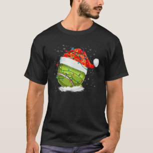 jul tennis Boll Santa Hat Funny Julafton Pajama T Shirt