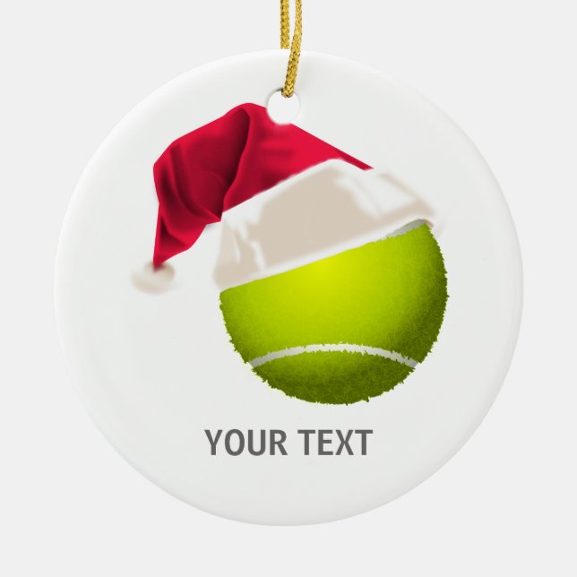 Jul Tennisboll Santa Hatt Julgransprydnad Keramik (Framsidan)