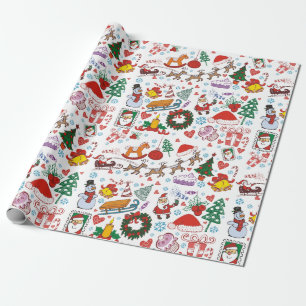 Jul Theckar Mönster med Santa och hans Sleigh Presentpapper