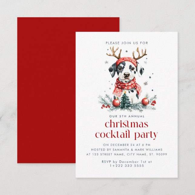 Jul Theme Puppy jul Cocktail Party Tack Kort (Fram/baksida)