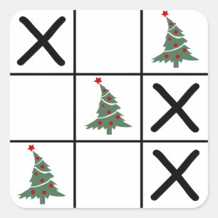 Jul Tic Tac Toe Fyrkantigt Klistermärke