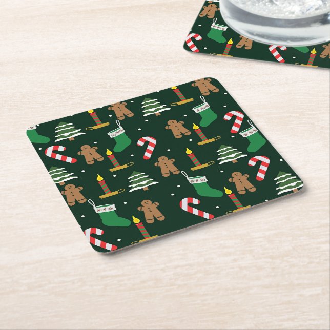 Jul tid med pepparkakor och sockerrör, underlägg papper kvadrat (Vinklad)