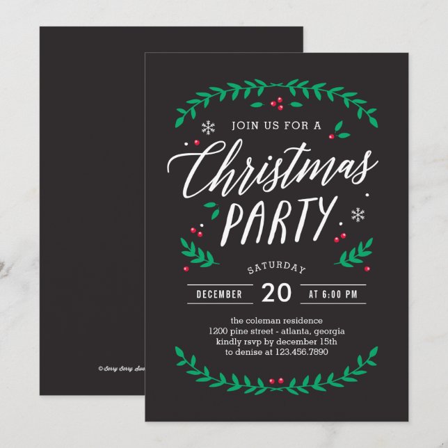 Jul tid REDIGERBAR FÄRG Festinladning Inbjudningar (Fram/baksida)