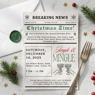 Jul tidning Jingle and Mingle Cocktail Christmas Inbjudningar