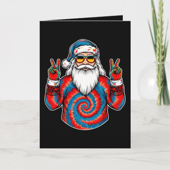 Jul Tie Dye Tomte Fredstecken Solglasögon Xmas Kort (Framsida)