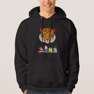 Jul Tiger Ansikte Träd Snö Pyjamas Xmas 2021 1 Hoodie
