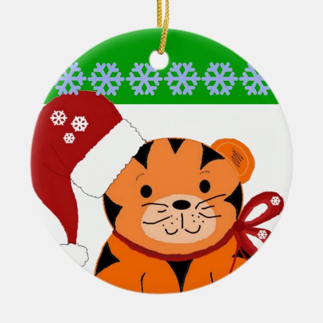 Jul Tiger Högtid Barn Julgransprydnad Keramik (Framsidan)