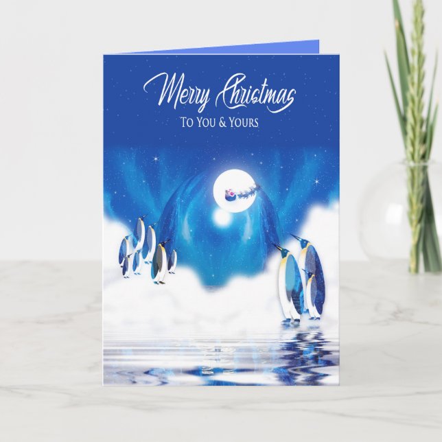Jul, till dig och dina, Penguins Northern Light Kort (Framsida)