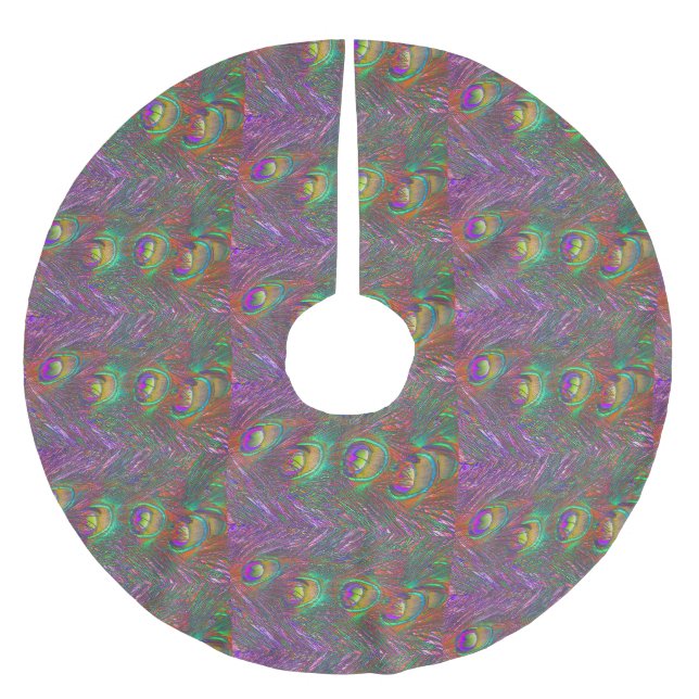 Jul Tinsel Peacock Feathers Julgransmatta Borstad Polyester (Framsidan)