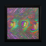 Jul Tinsel Peacock Feathers Minnesask<br><div class="desc">Den här presentlådan i fantastisk innehåller en roligt fotografi av vissa fjädrar från påhitt som tagits med hjälp av makrofotografi. Konstgjorda färgtekniker har använts för att betona detaljerna. Resultatet blir en lila- och smakförändring där ögonpunkterna visar röda nyanser och grönt.</div>