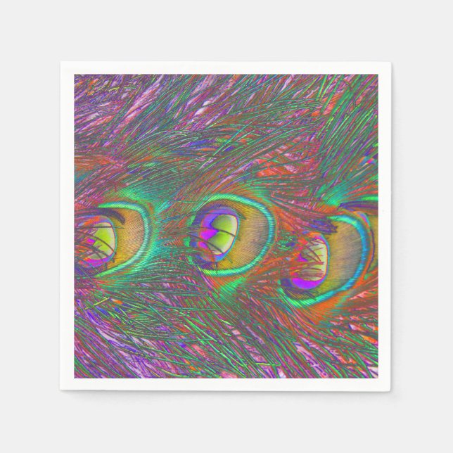 Jul Tinsel Peacock Feathers Pappersservett (Framsidan)