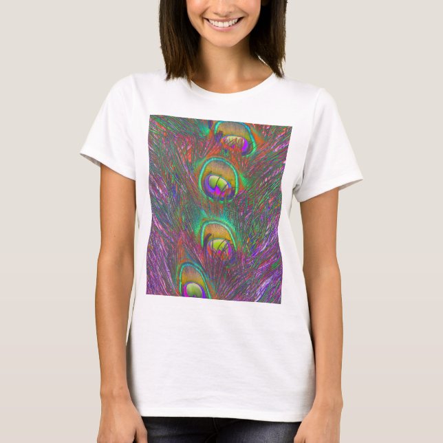 Jul Tinsel Peacock Feathers T Shirt (Framsida)