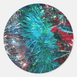 Jul Tinsel Stickers Runt Klistermärke