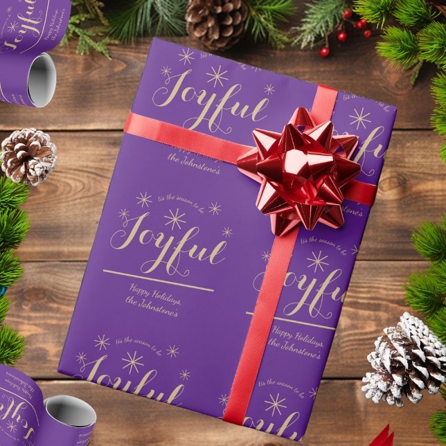 Jul Tis Chicen Season skript Rustic Lila Presentpapper (Wrap things up with this cheerful and elegant gift wrap.)