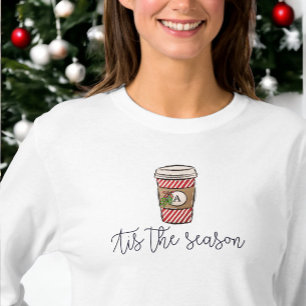 Jul Tis Season Monogram Coffee Mistletoe T Shirt
