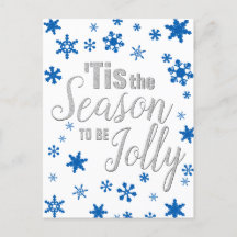 Jul Tis Season Snowflake Blue Silver