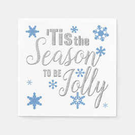 Jul Tis Season Snowflake Blue Silver Pappersservett
