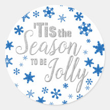 Jul Tis Season Snowflake Blue Silver