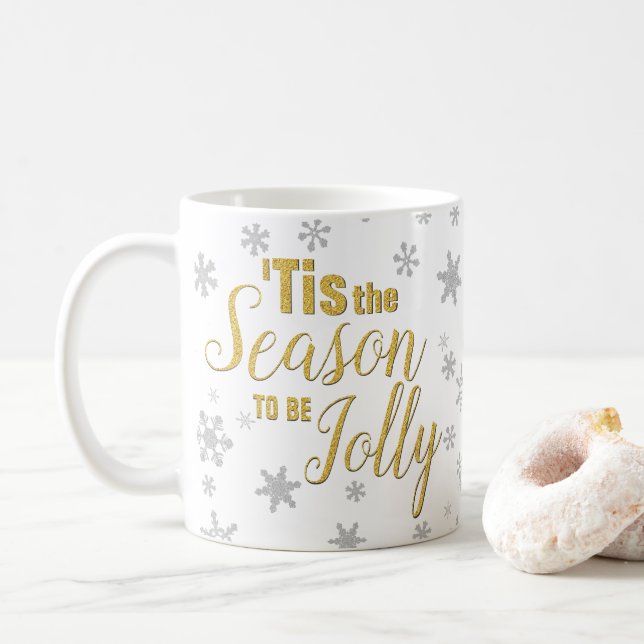 Jul Tis Snowflake Guld Silver Kaffemugg (Med munk)