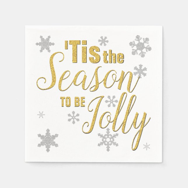 Jul Tis Snowflake Guld Silver Pappersservett (Framsidan)