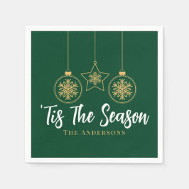 Jul "Tis the Season Grönt Guld, White Family Pappersservett