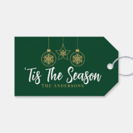 Jul "Tis the Season Grönt Guld, White Family Presentetikett