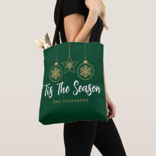 Jul "Tis the Season Grönt Guld, White Family Tygkasse